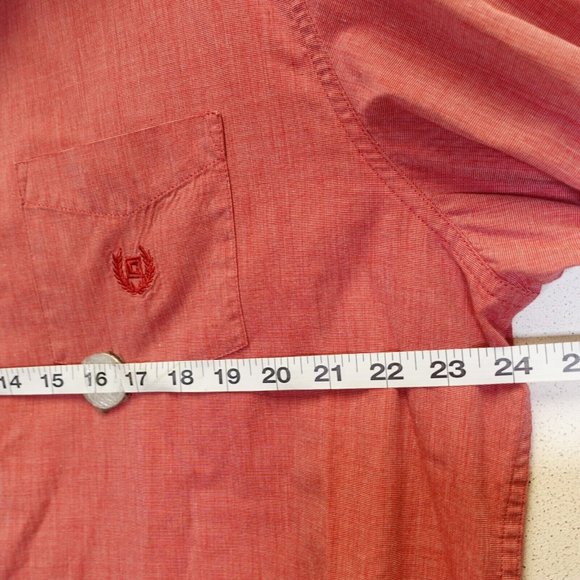 Chaps Shirt Mens Large Cotton‎ Button Down Red Long Sleeve Work Office - Picture 3 of 9